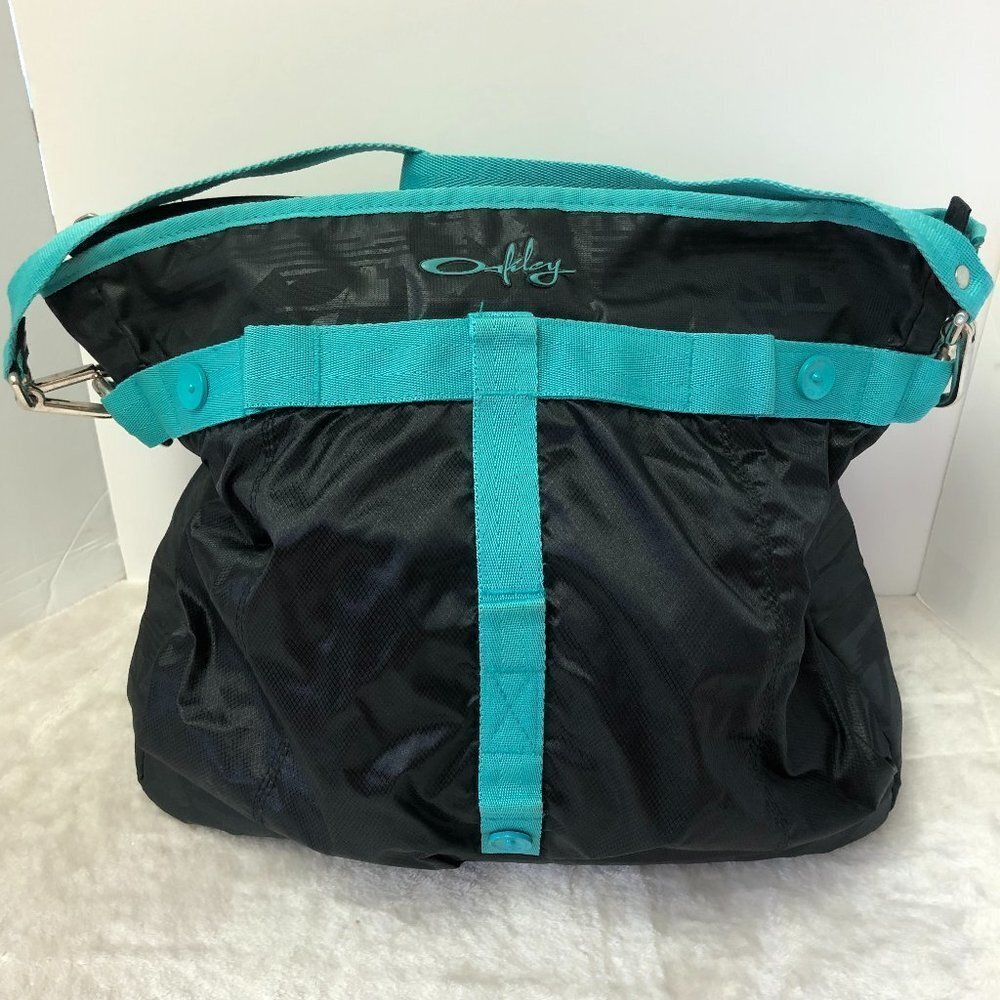 OAKLEY Black & Turquoise Athletic Gym Tote Shoulder Bag